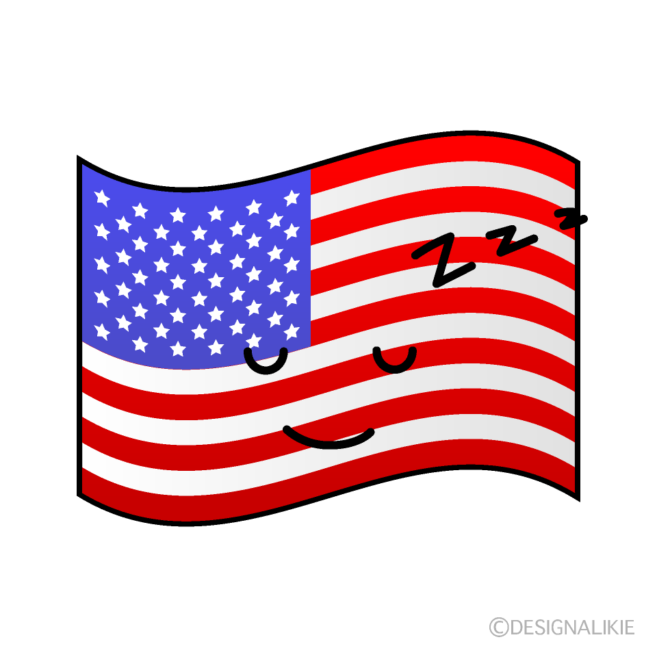 かわいい寝るアメリカ国旗のイラスト素材 Illustcute
