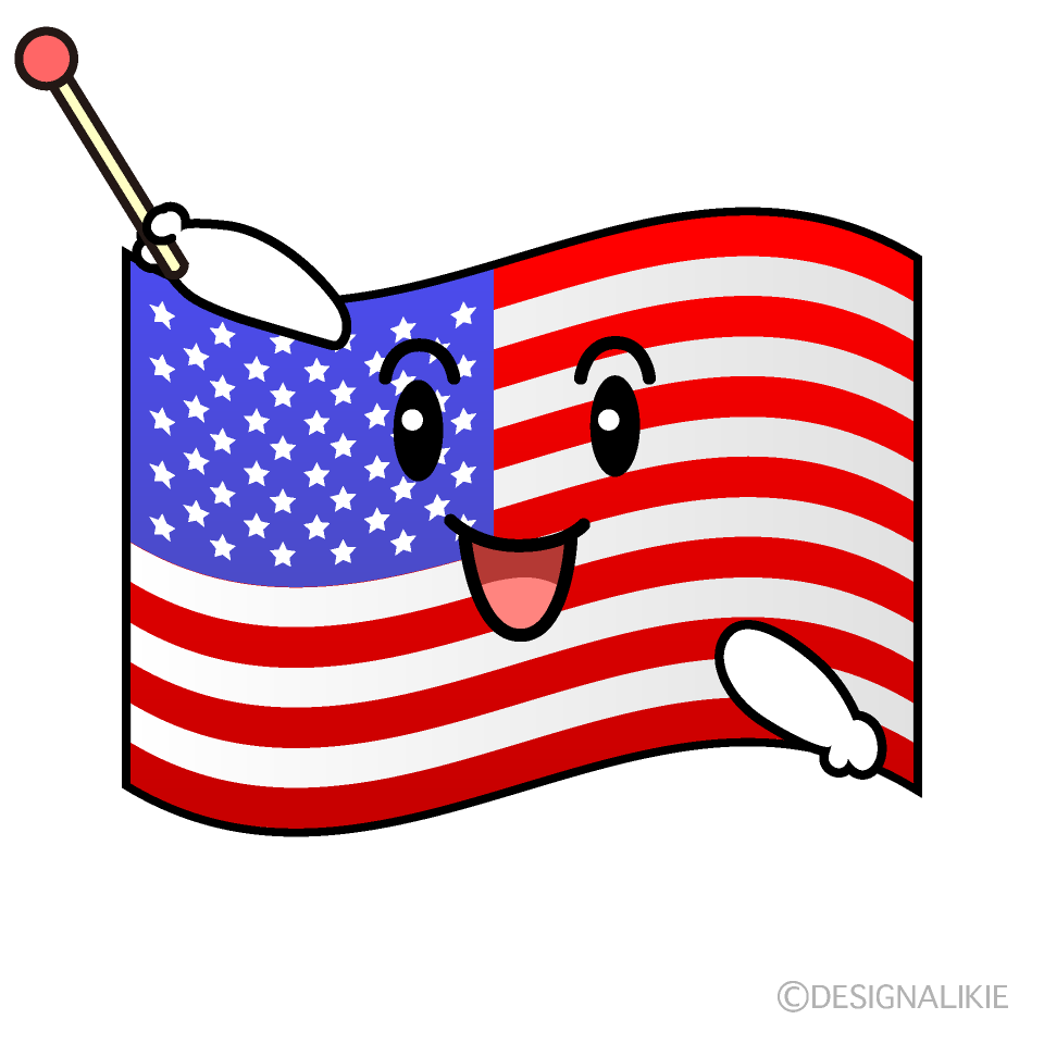 かわいい話すアメリカ国旗のイラスト素材 Illustcute