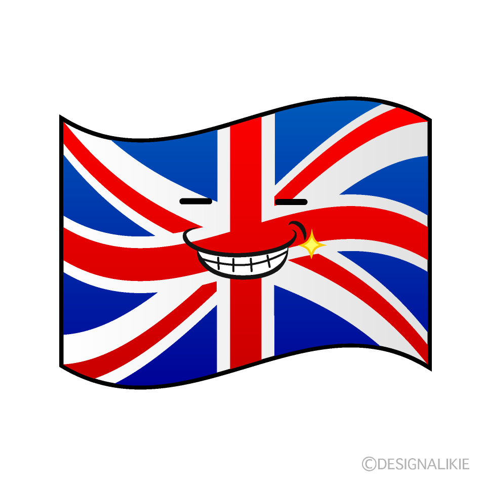 かわいいニヤリのイギリス国旗イラスト