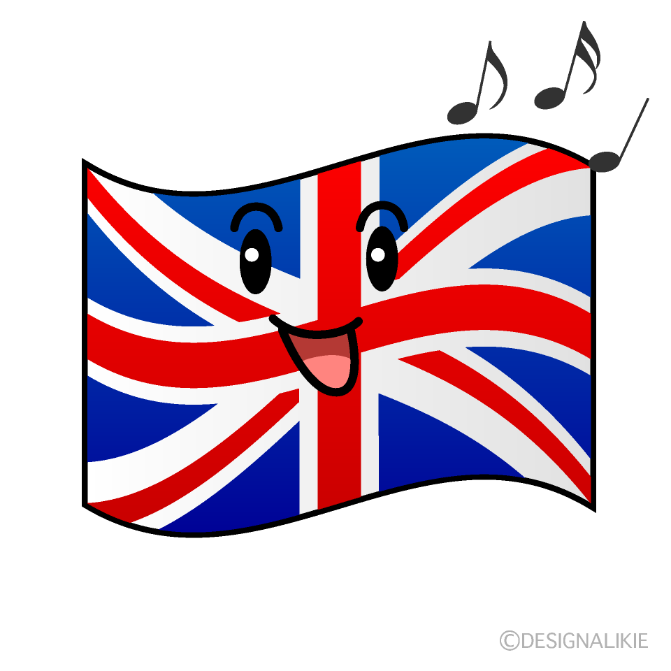 かわいい歌うイギリス国旗イラスト