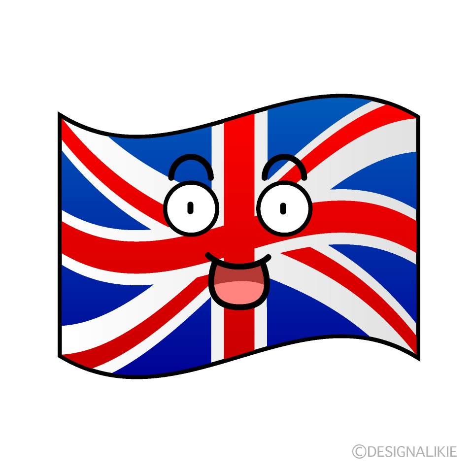 かわいい驚くイギリス国旗イラスト