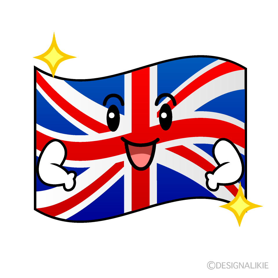 かわいい煌くイギリス国旗のイラスト素材 Illustcute