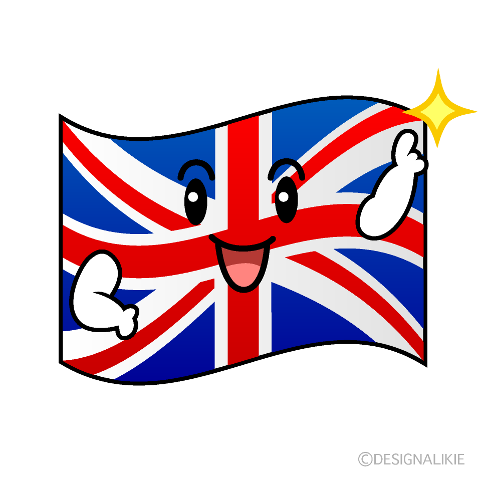 かわいい指差すイギリス国旗イラスト