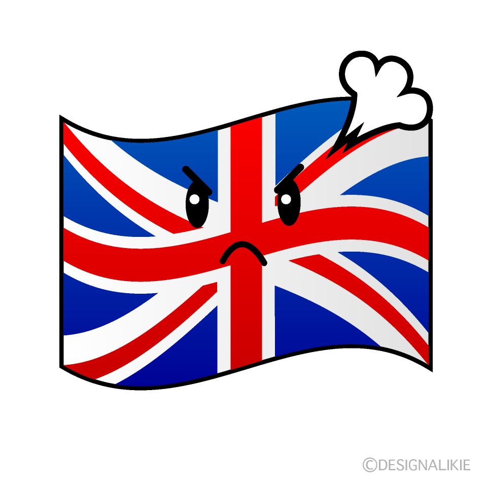 かわいい怒るイギリス国旗イラスト