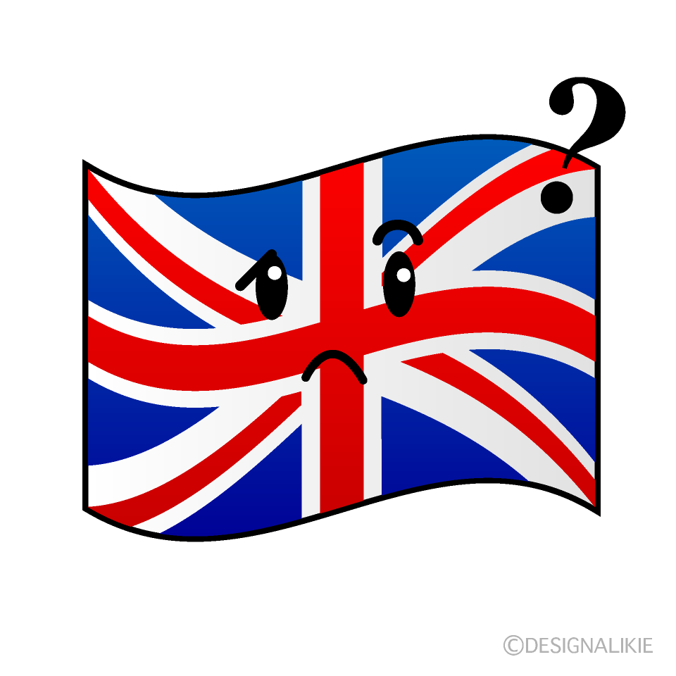 かわいい考えるイギリス国旗イラスト