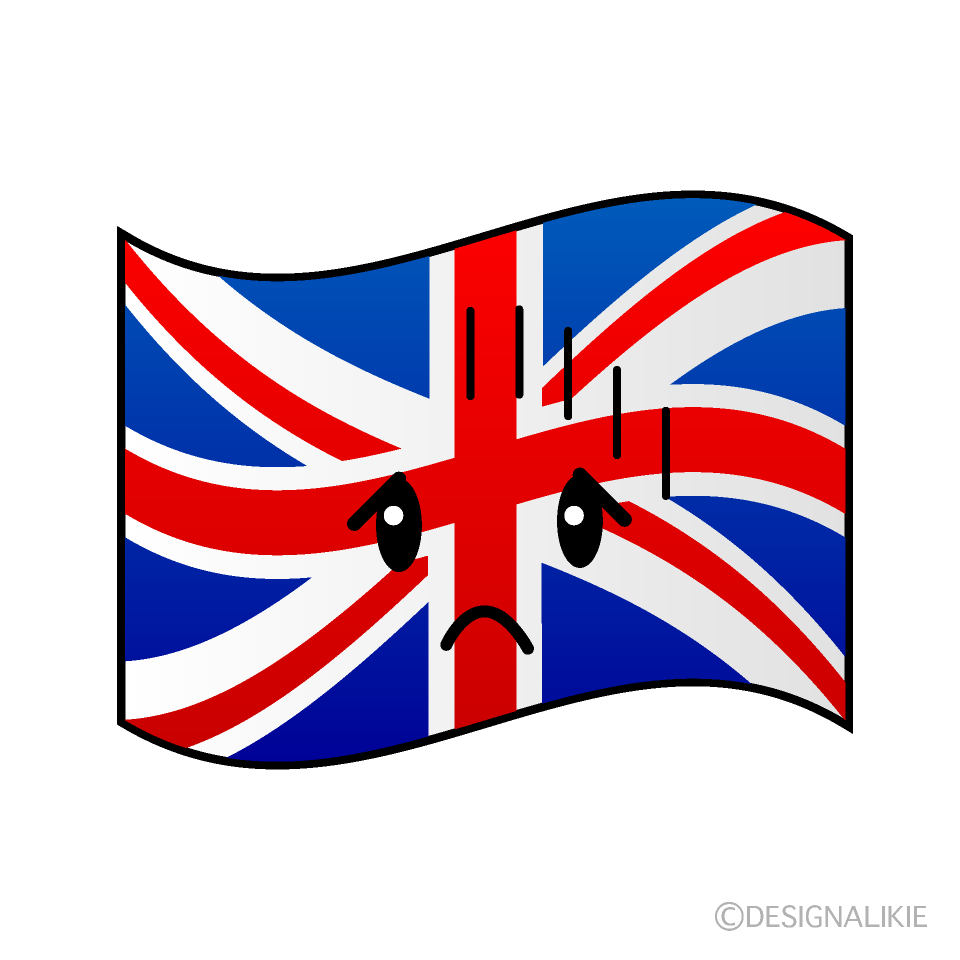 かわいい落ち込むイギリス国旗のイラスト素材 Illustcute