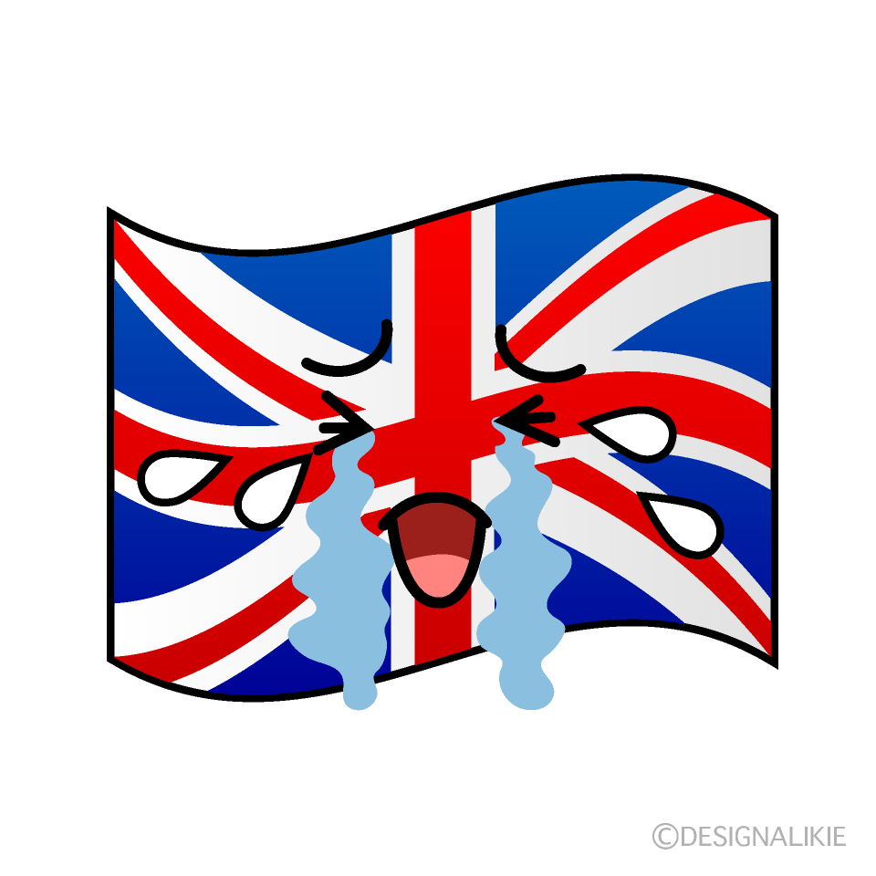 かわいい泣くイギリス国旗のイラスト素材 Illustcute