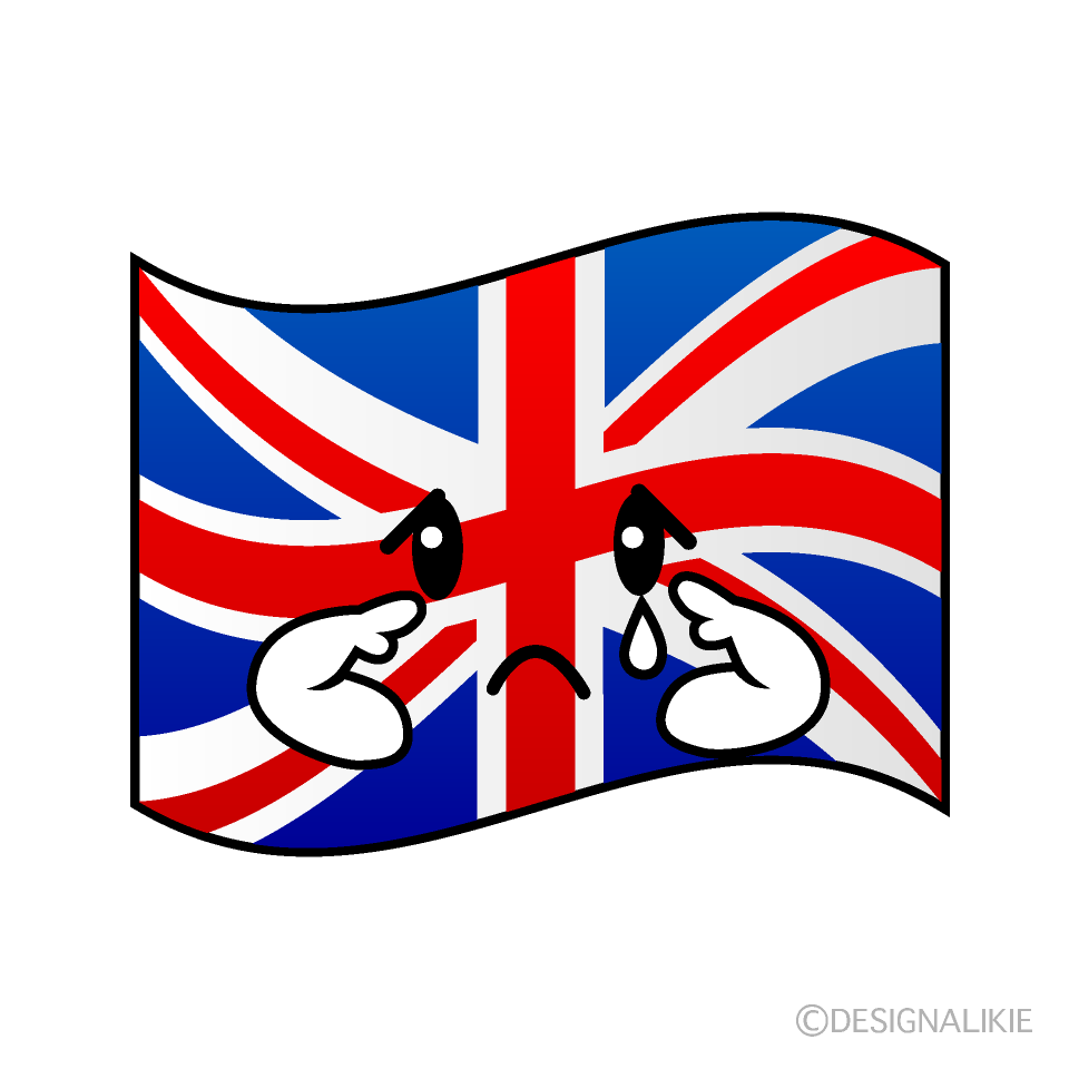 かわいい悲しいイギリス国旗のイラスト素材 Illustcute