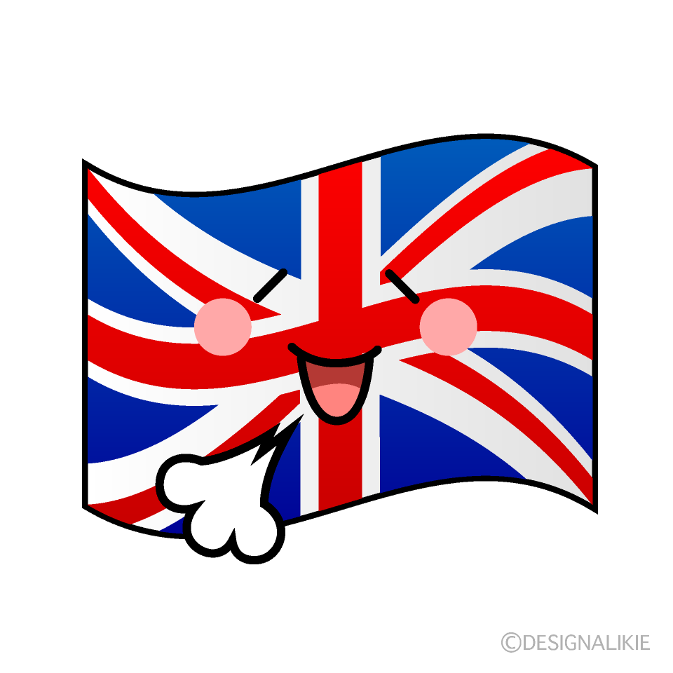 かわいいリラックスするイギリス国旗イラスト