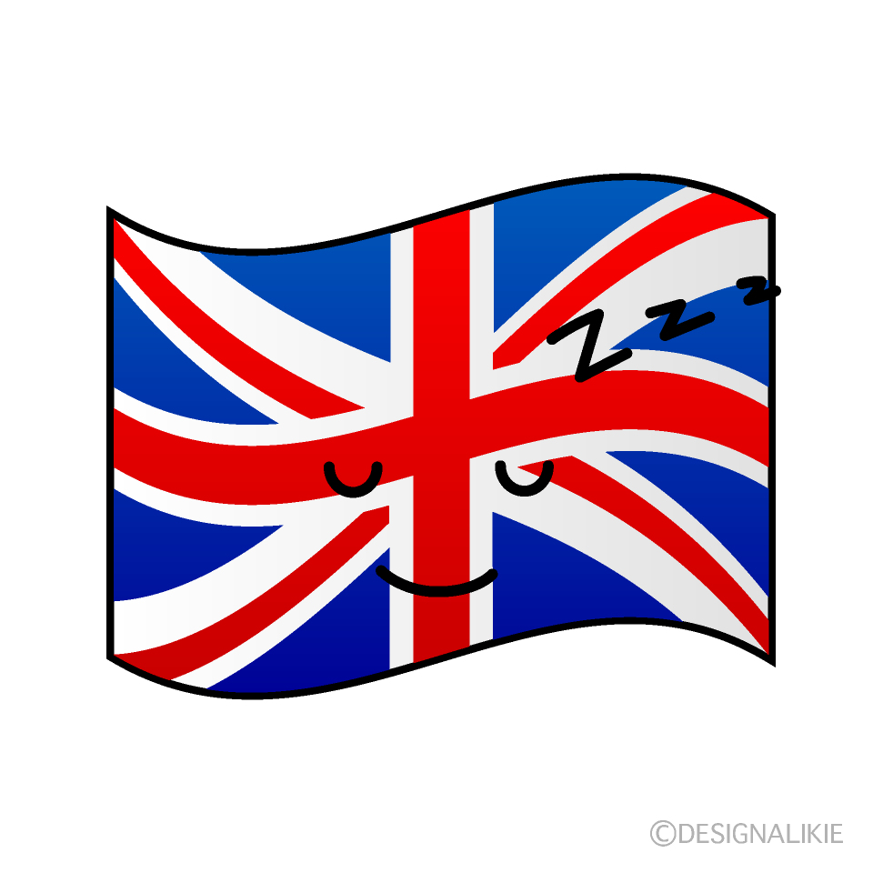 かわいい寝るイギリス国旗のイラスト素材 Illustcute