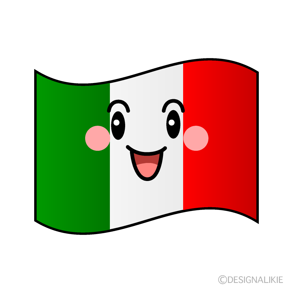 かわいい笑顔のイタリア国旗イラスト