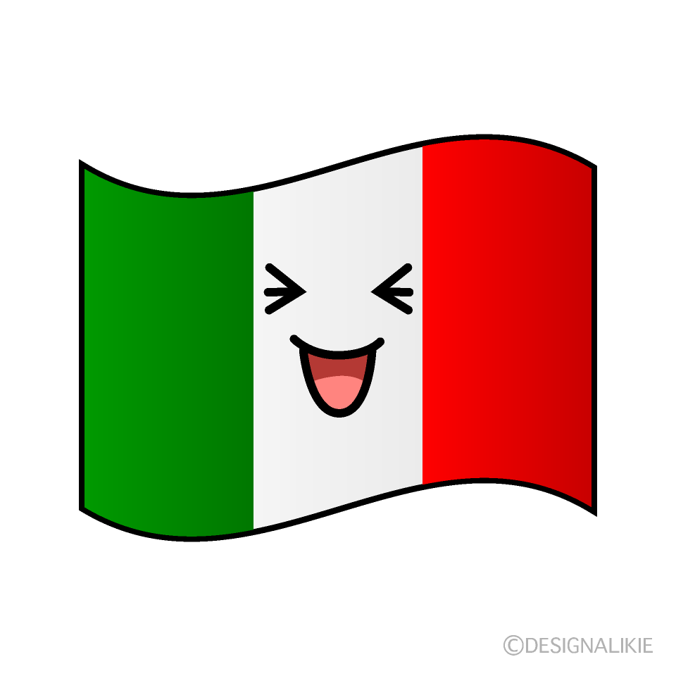 かわいい笑うイタリア国旗イラスト