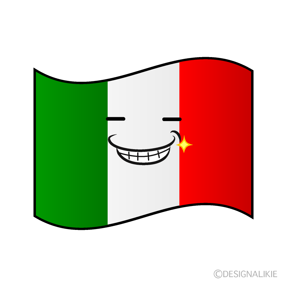 かわいいニヤリのイタリア国旗イラスト