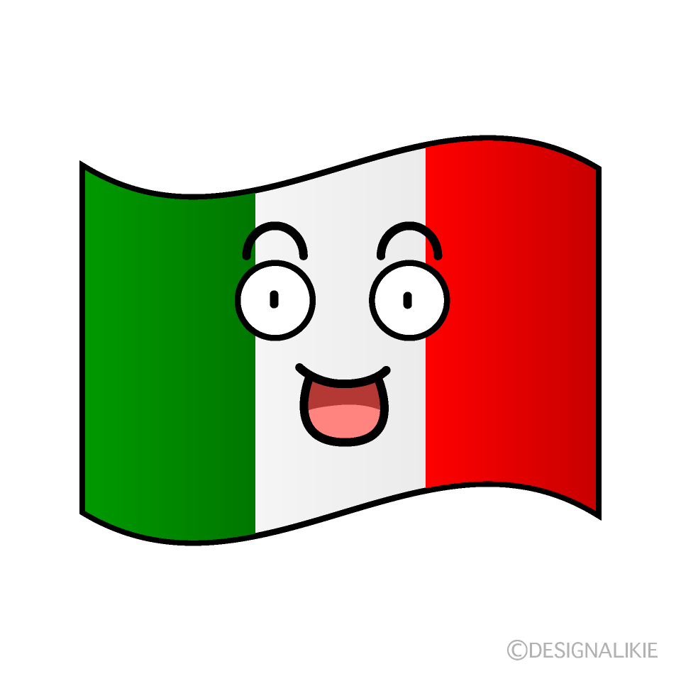 かわいい驚くイタリア国旗イラスト