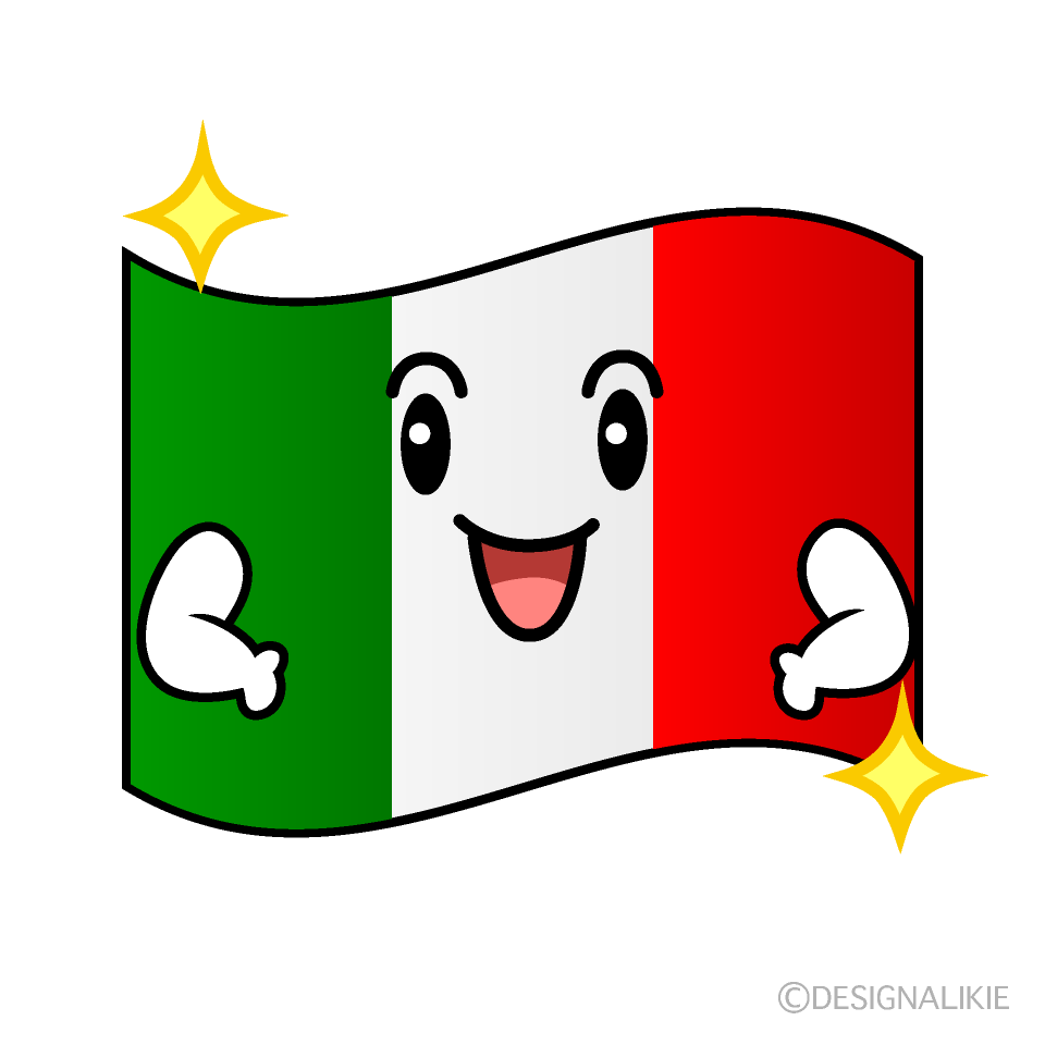 かわいい煌くイタリア国旗イラスト