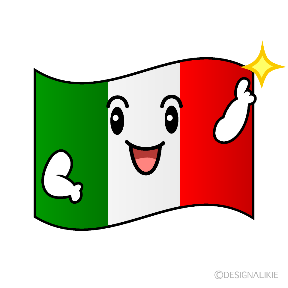 かわいい指差すイタリア国旗イラスト