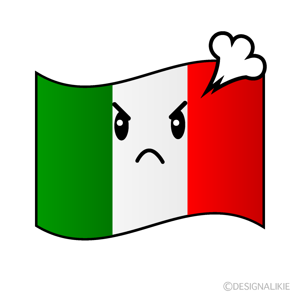 かわいい怒るイタリア国旗イラスト
