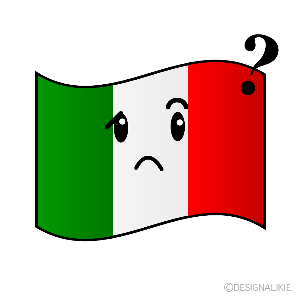かわいい考えるイタリア国旗イラスト