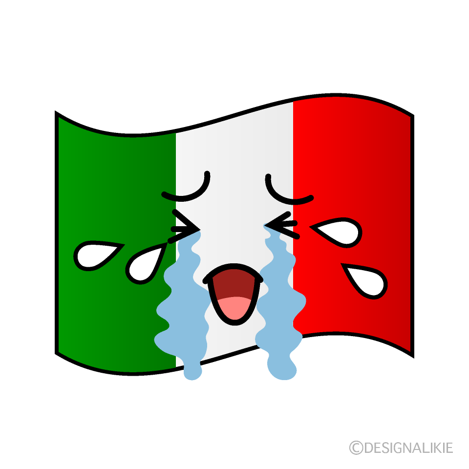 かわいい泣くイタリア国旗イラスト
