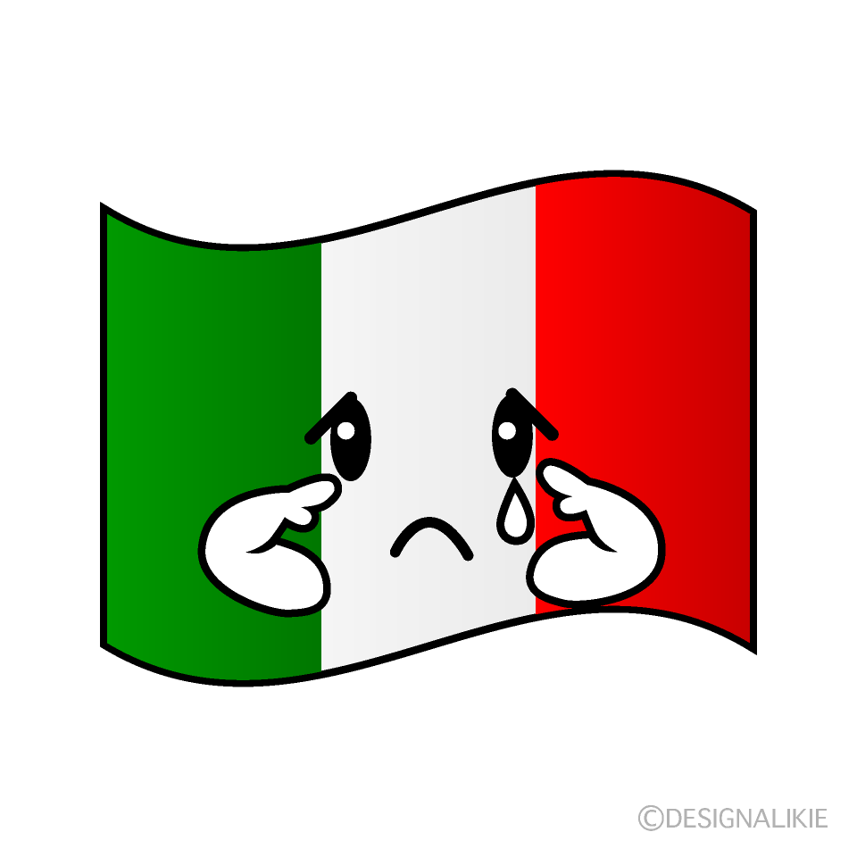 かわいい悲しいイタリア国旗イラスト