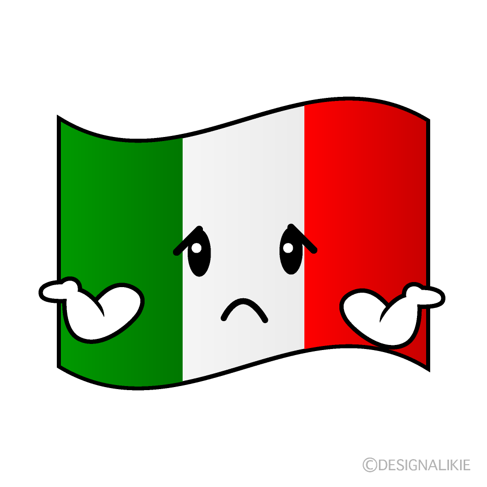 かわいい困るイタリア国旗イラスト