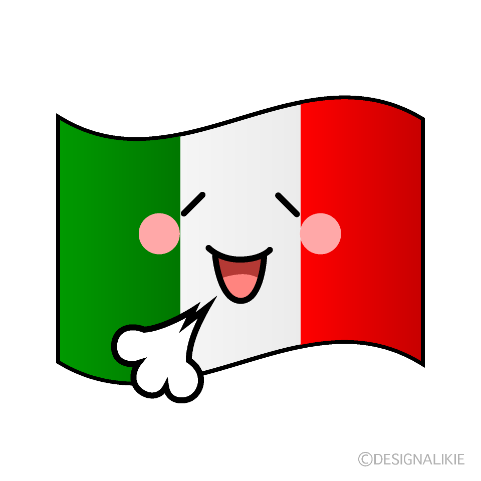 かわいいリラックスするイタリア国旗イラスト