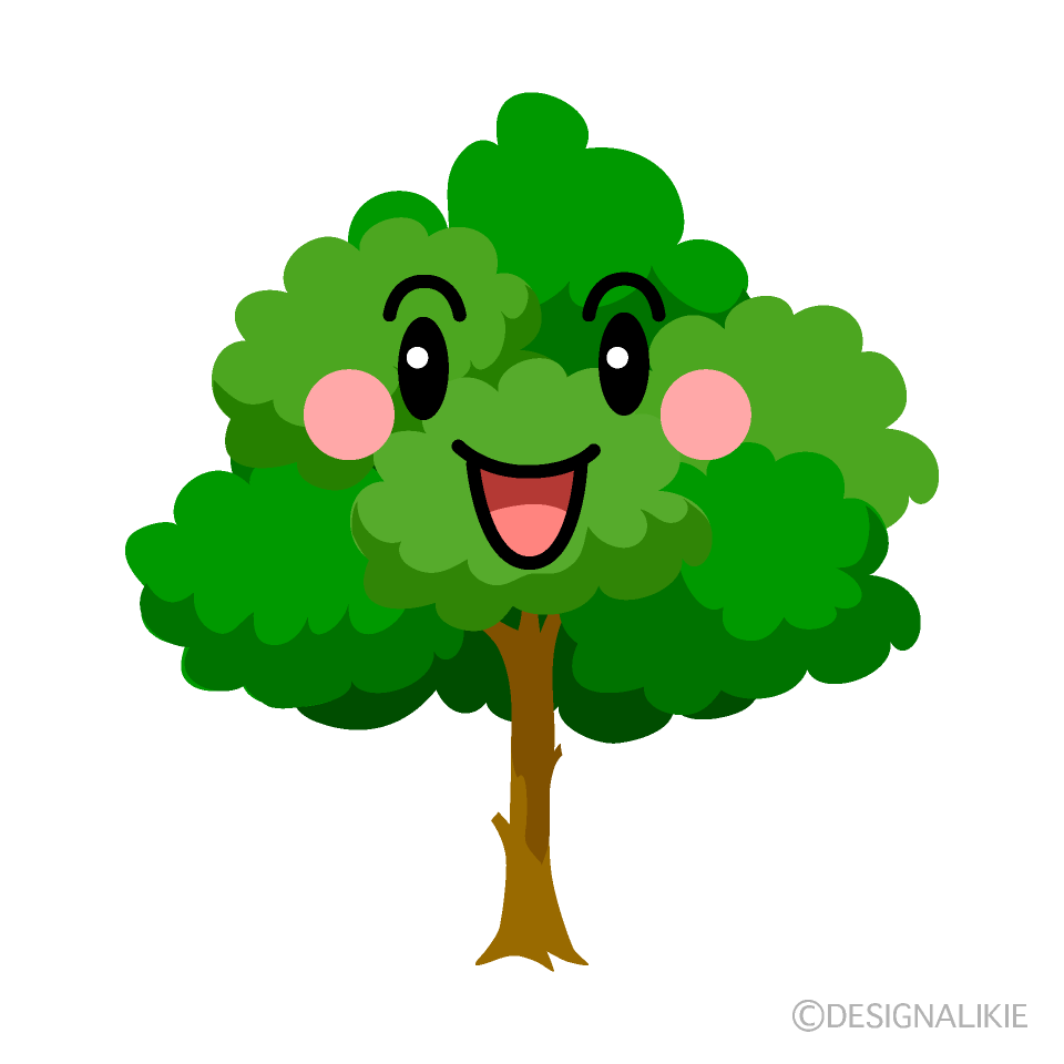 かわいい笑顔の木のイラスト素材 Illustcute