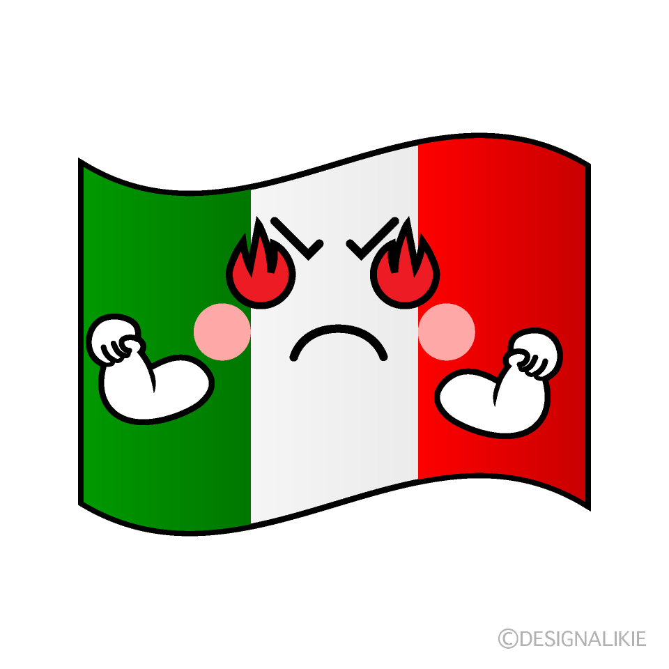 かわいい熱意のイタリア国旗イラスト