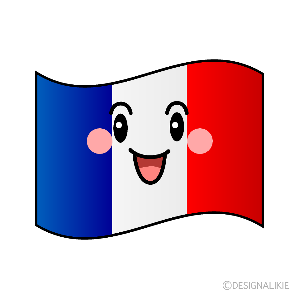かわいい笑顔のフランス国旗のイラスト素材 Illustcute