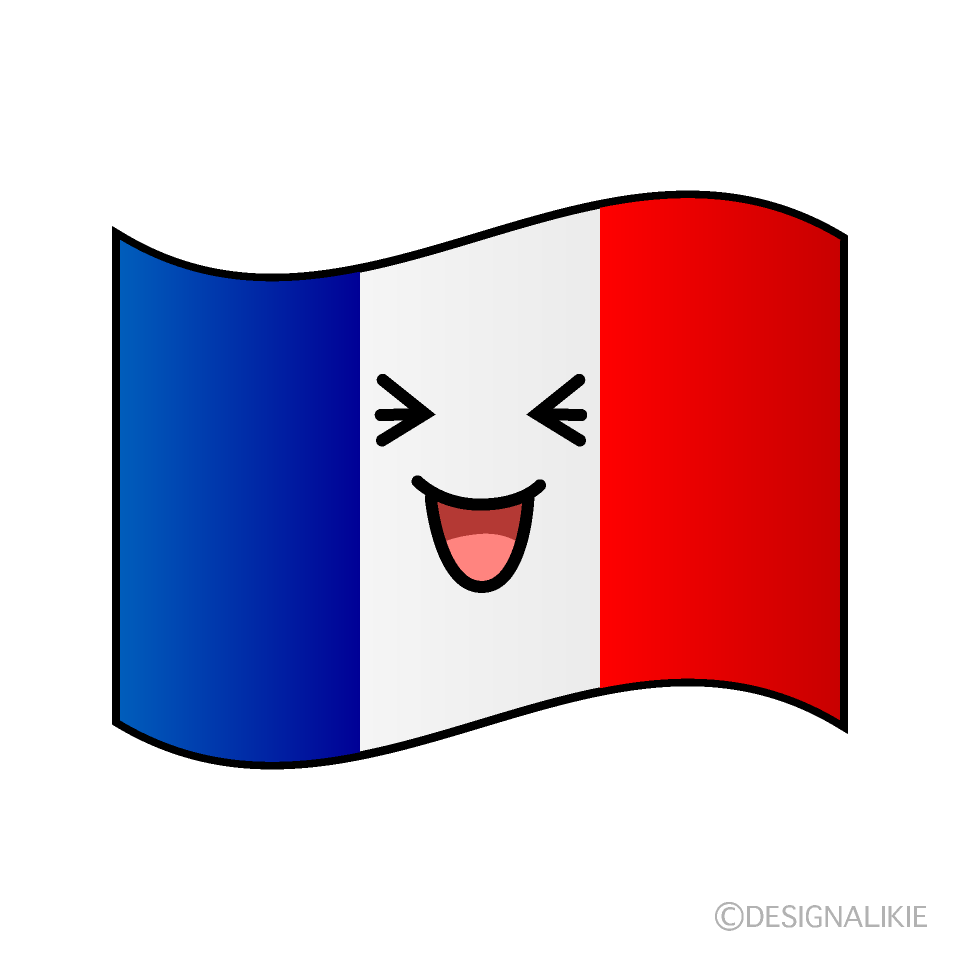 かわいい笑うフランス国旗イラスト