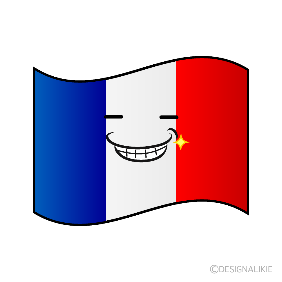 かわいいニヤリのフランス国旗イラスト