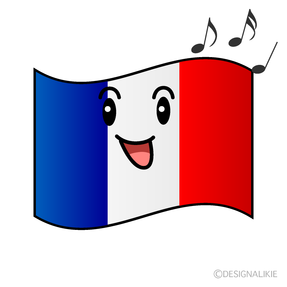 かわいい歌うフランス国旗イラスト