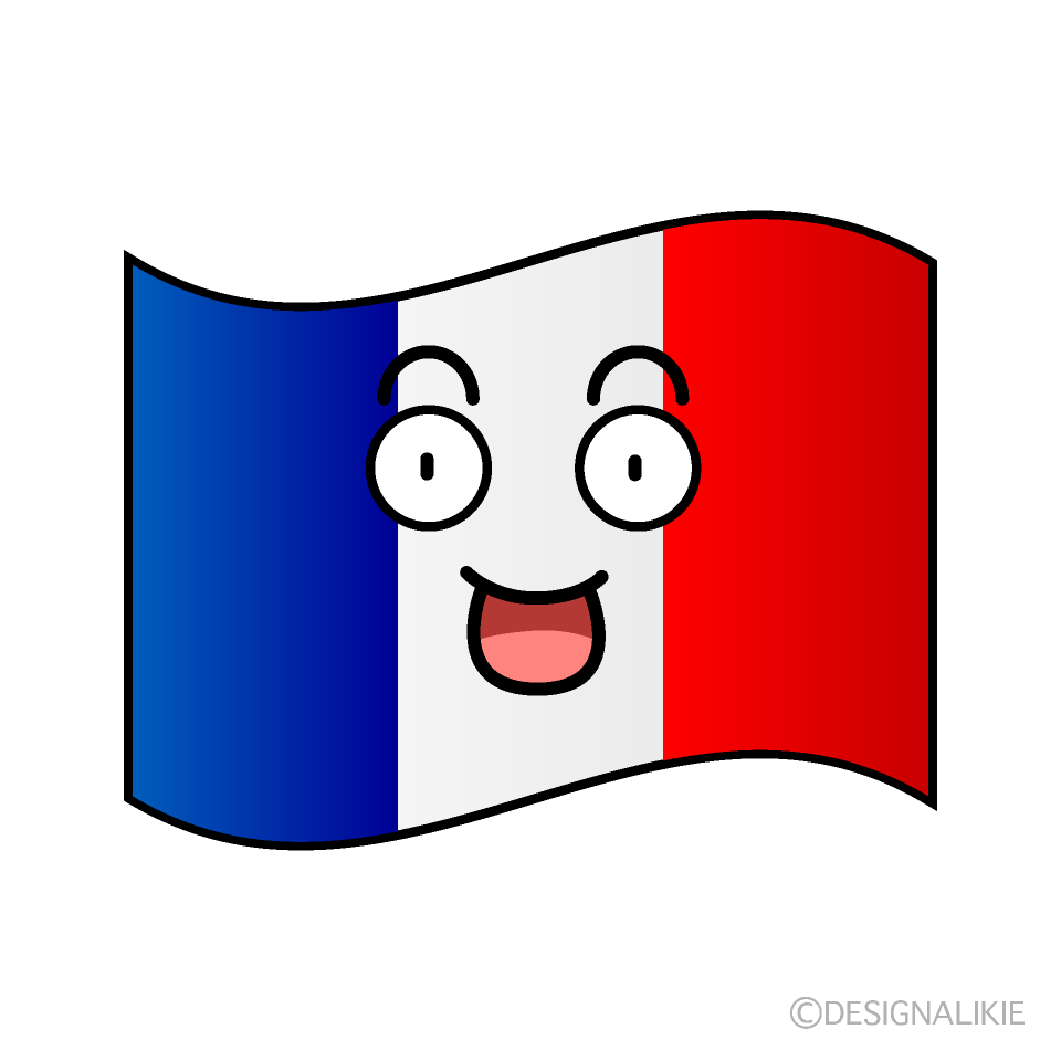 かわいい驚くフランス国旗イラスト