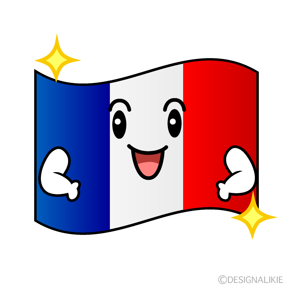かわいい煌くフランス国旗イラスト