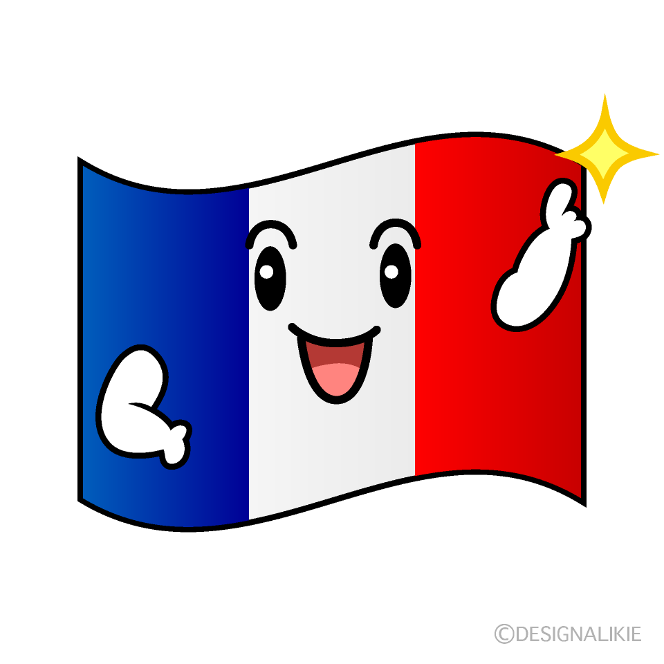 かわいい指差すフランス国旗イラスト