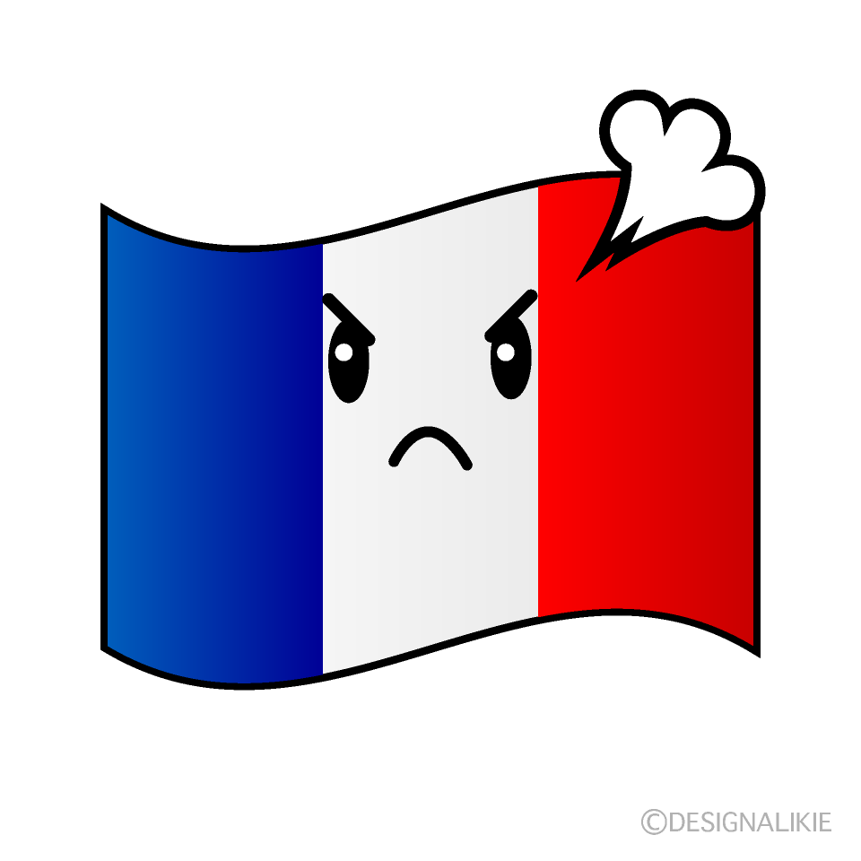 かわいい怒るフランス国旗イラスト