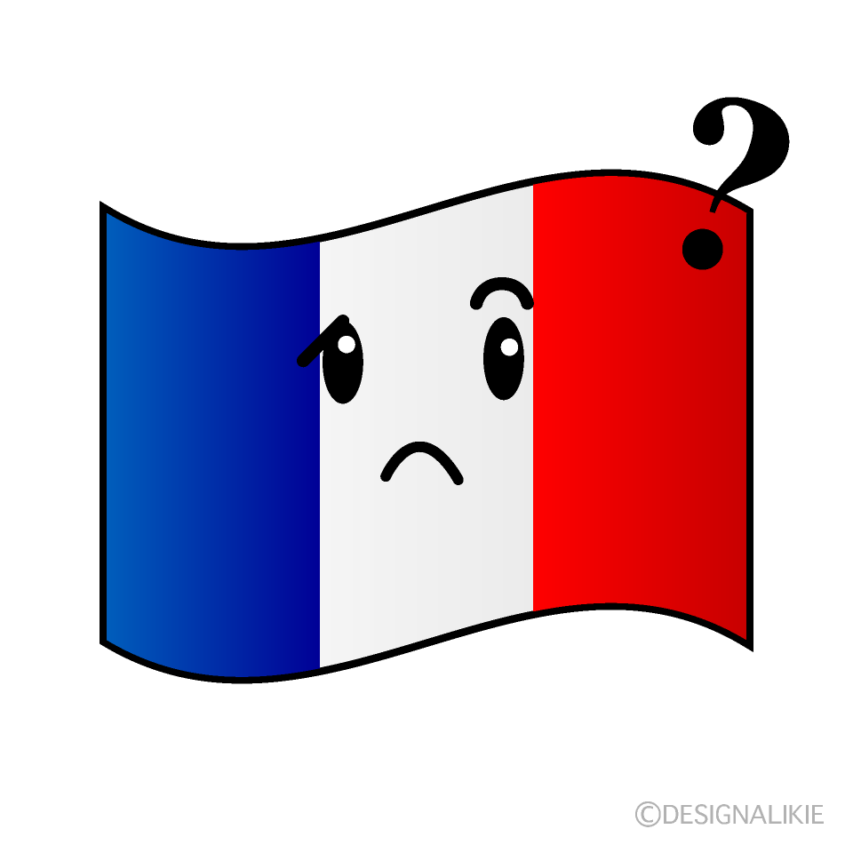 かわいい考えるフランス国旗イラスト