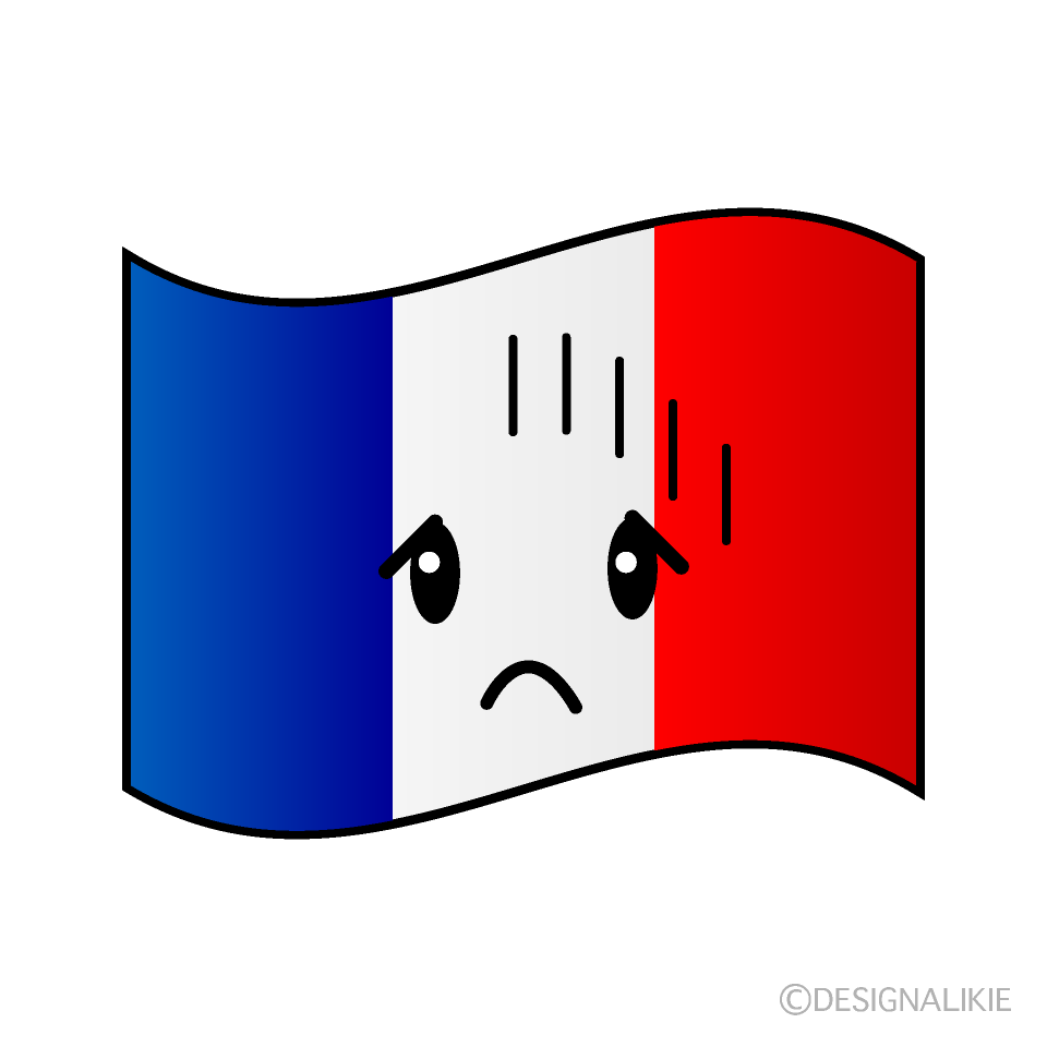 かわいい落ち込むフランス国旗イラスト