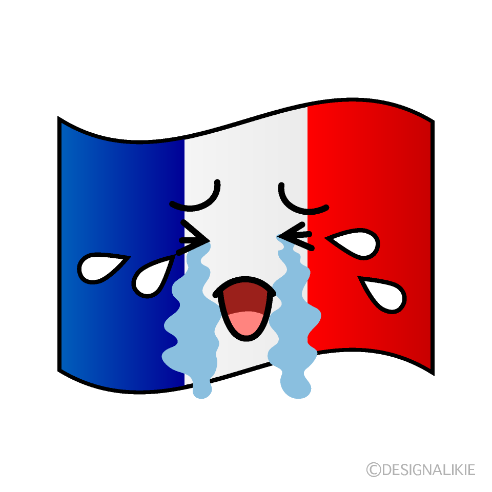 かわいい泣くフランス国旗イラスト