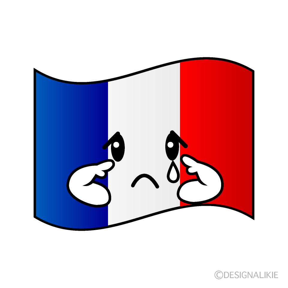 かわいい悲しいフランス国旗のイラスト素材 Illustcute
