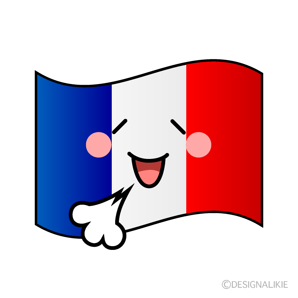かわいいリラックスするフランス国旗イラスト