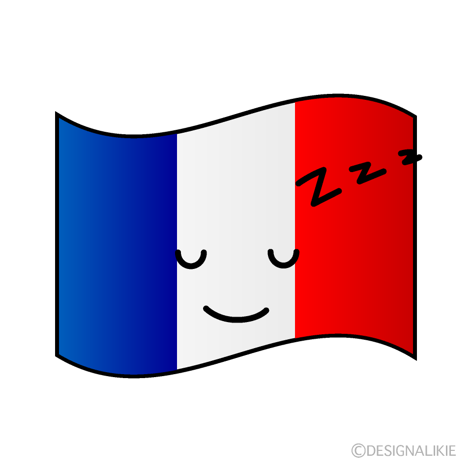 かわいい寝るフランス国旗イラスト