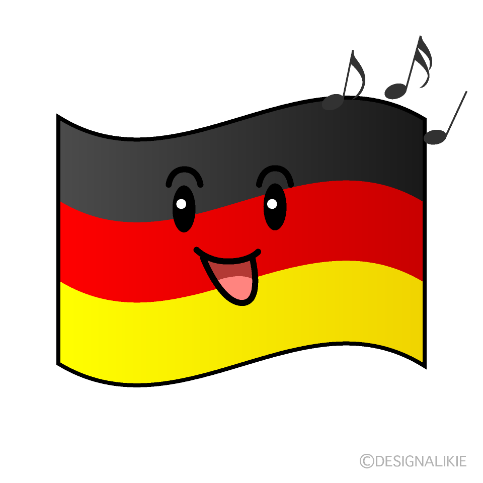 かわいい歌うドイツ国旗イラスト