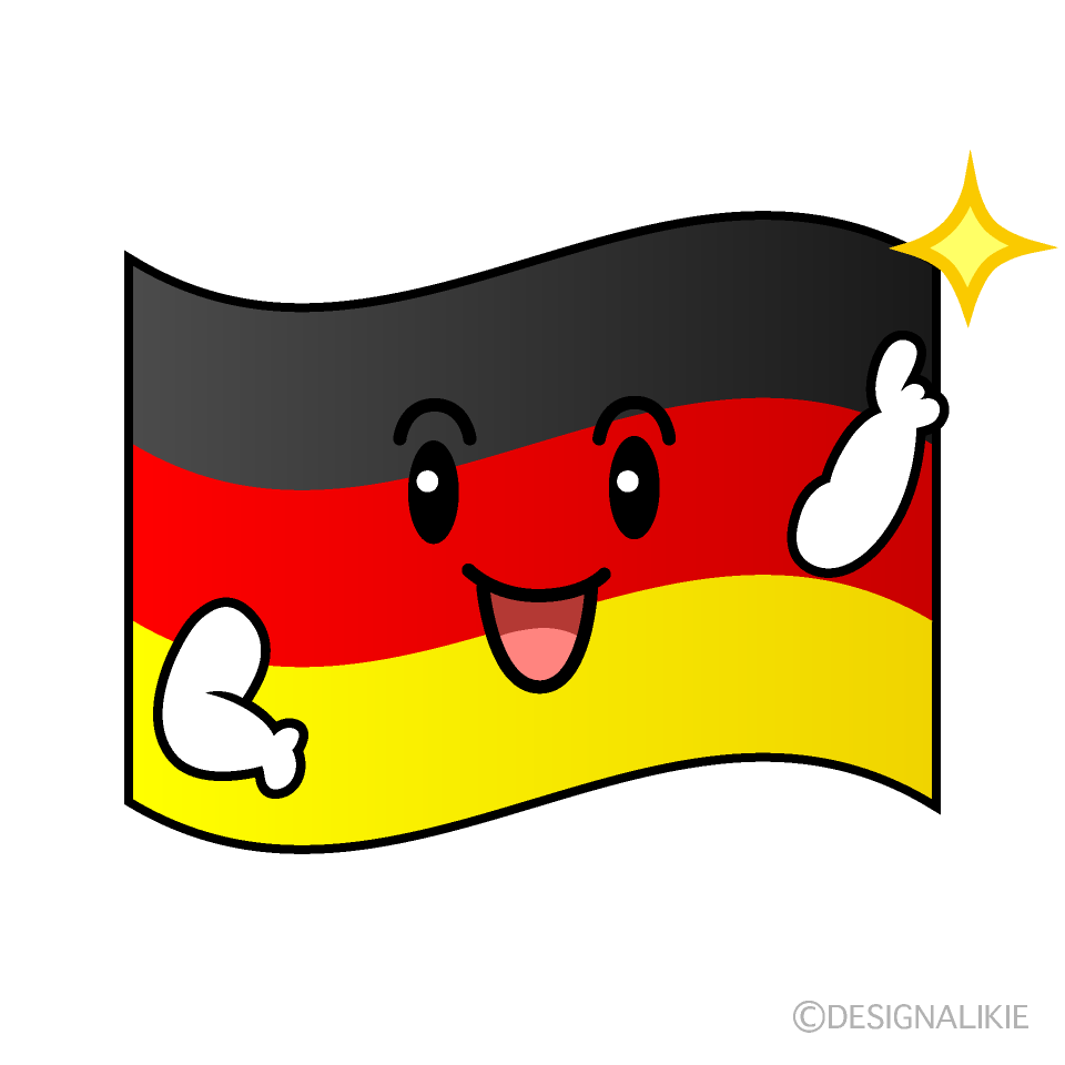 かわいい指差すドイツ国旗イラスト