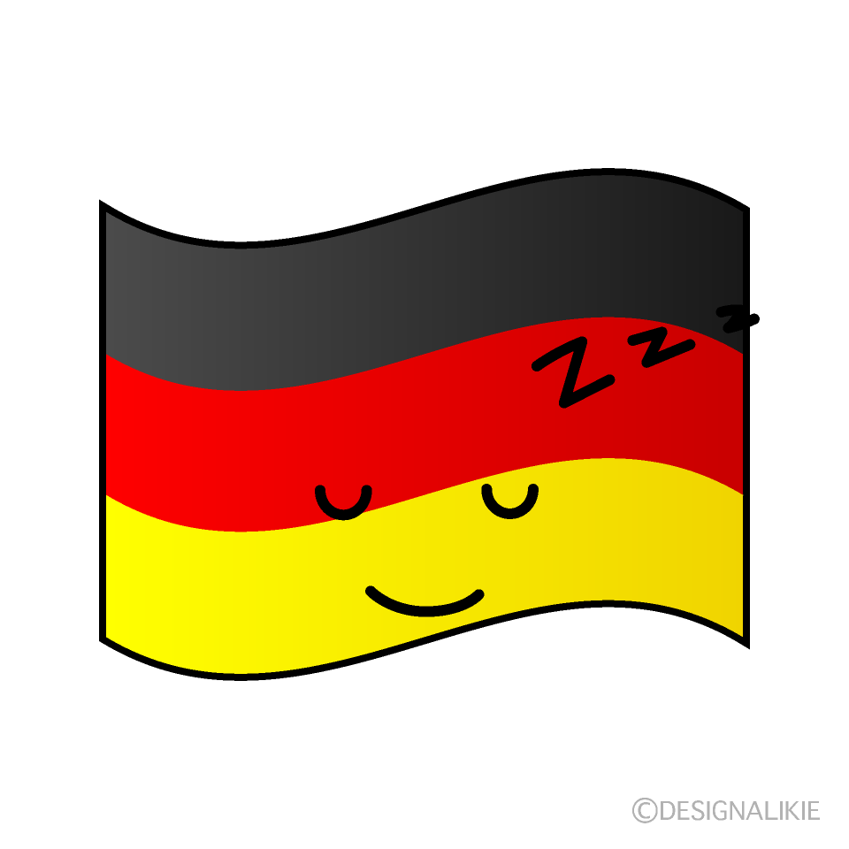 かわいい寝るドイツ国旗イラスト