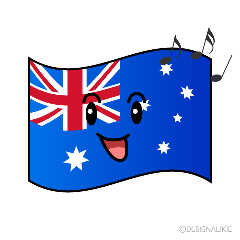 かわいい歌うオーストラリア国旗イラスト