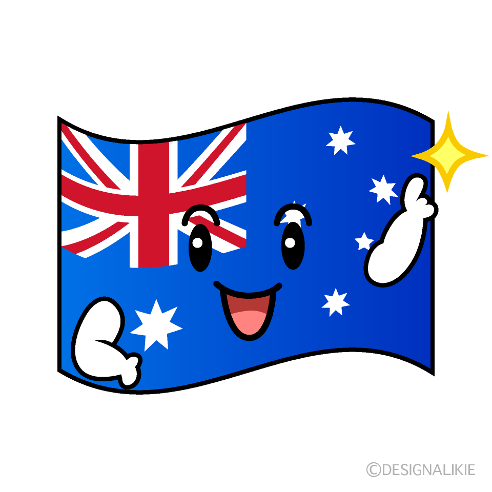 かわいい指差すオーストラリア国旗のイラスト素材 Illustcute