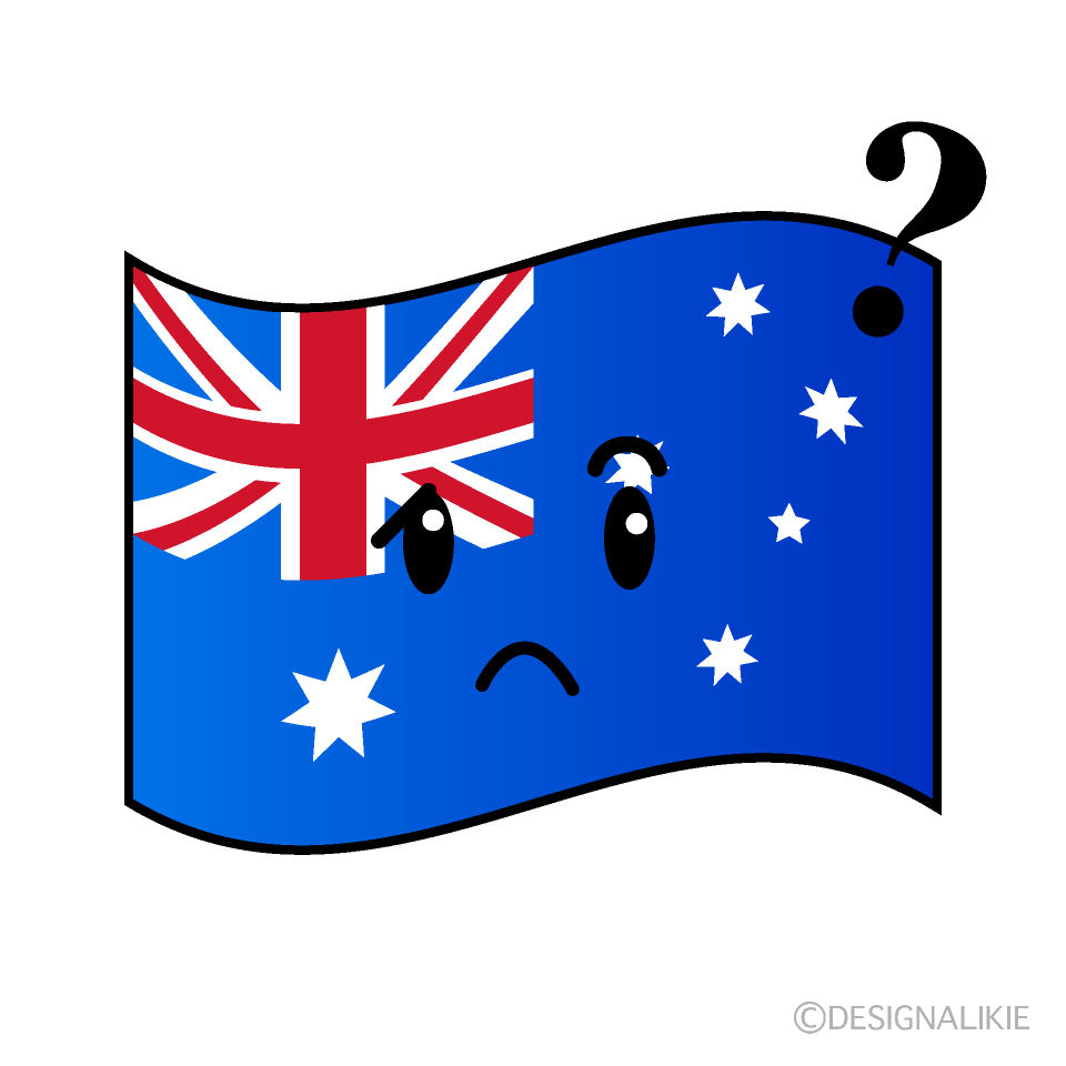 かわいい考えるオーストラリア国旗イラスト