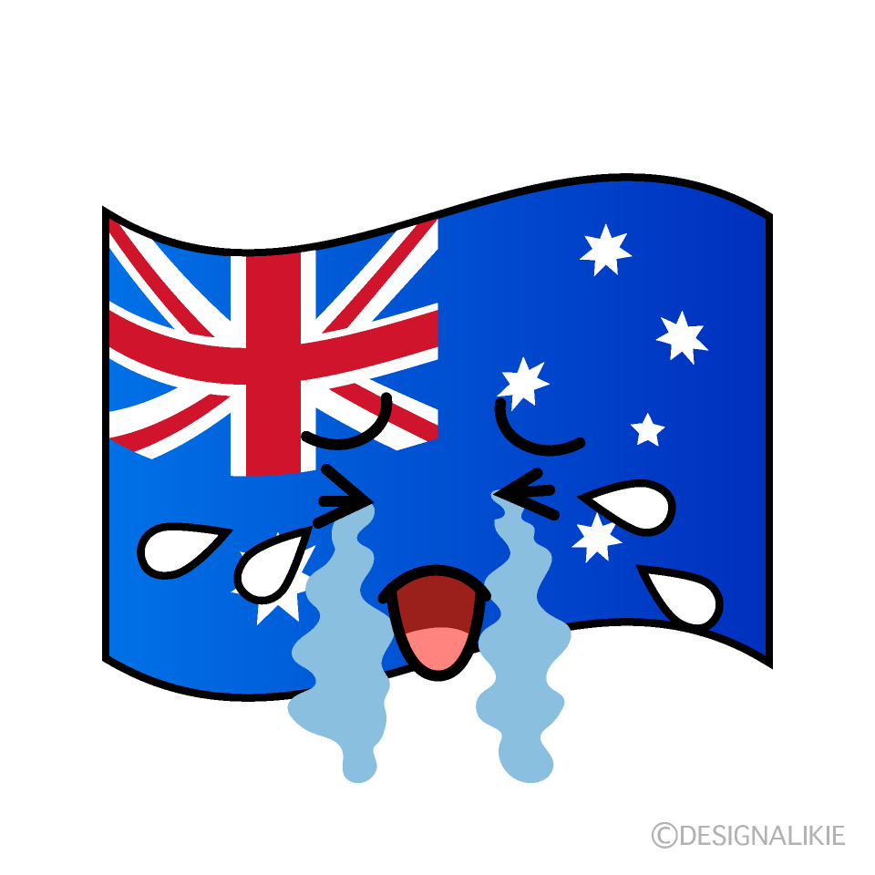 かわいい泣くオーストラリア国旗イラスト