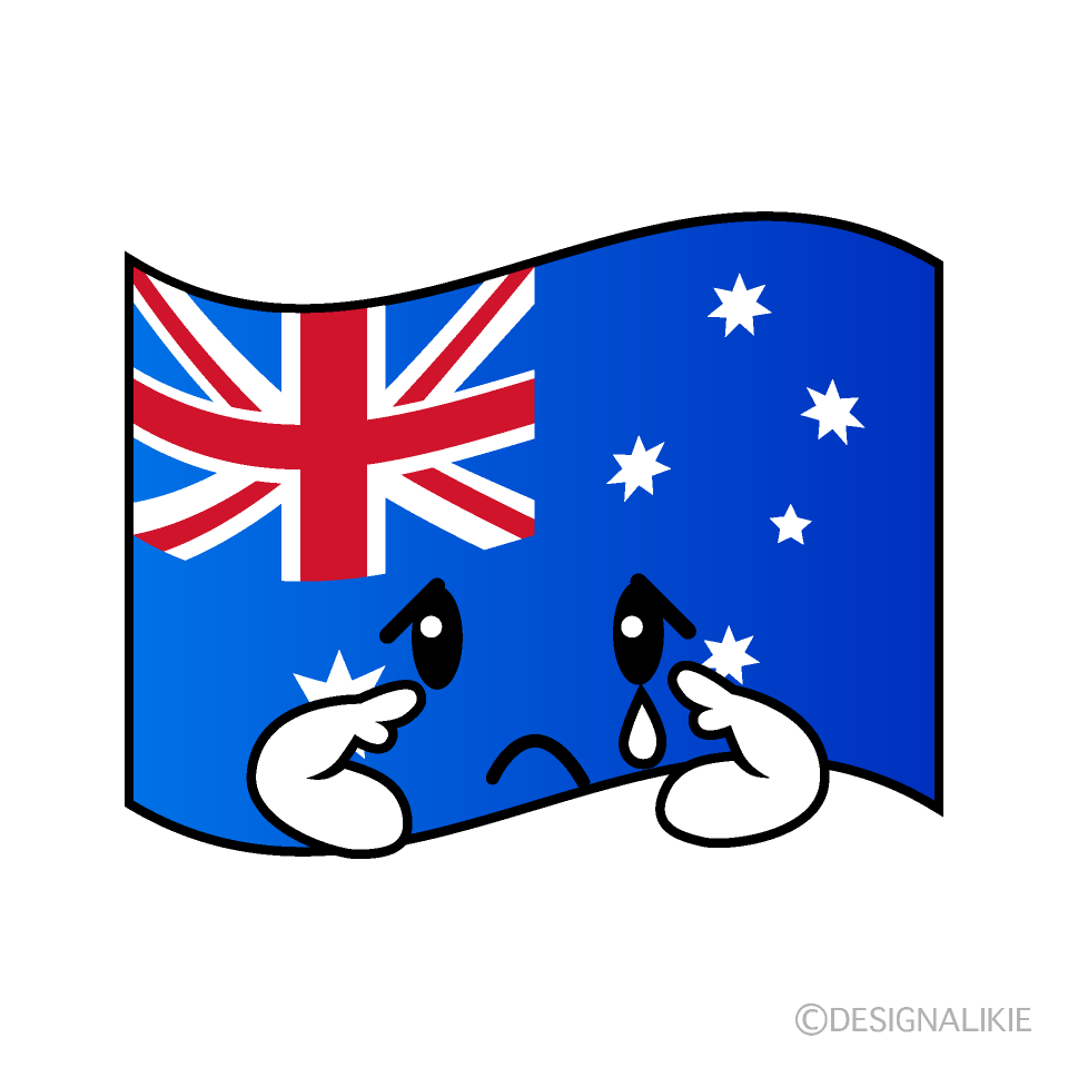 かわいい悲しいオーストラリア国旗イラスト